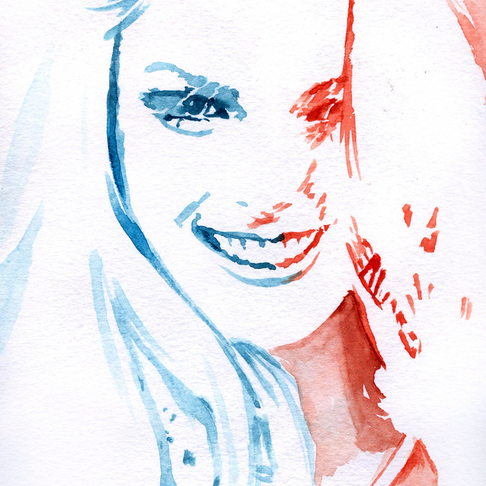 Girl in red and blue Girl in red and blue